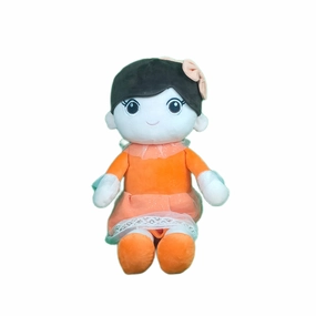 Play Hour Ellie Rag Doll Plush Soft Toy Wearing Orange Frock for Ages 3 Years and Up, 65cm