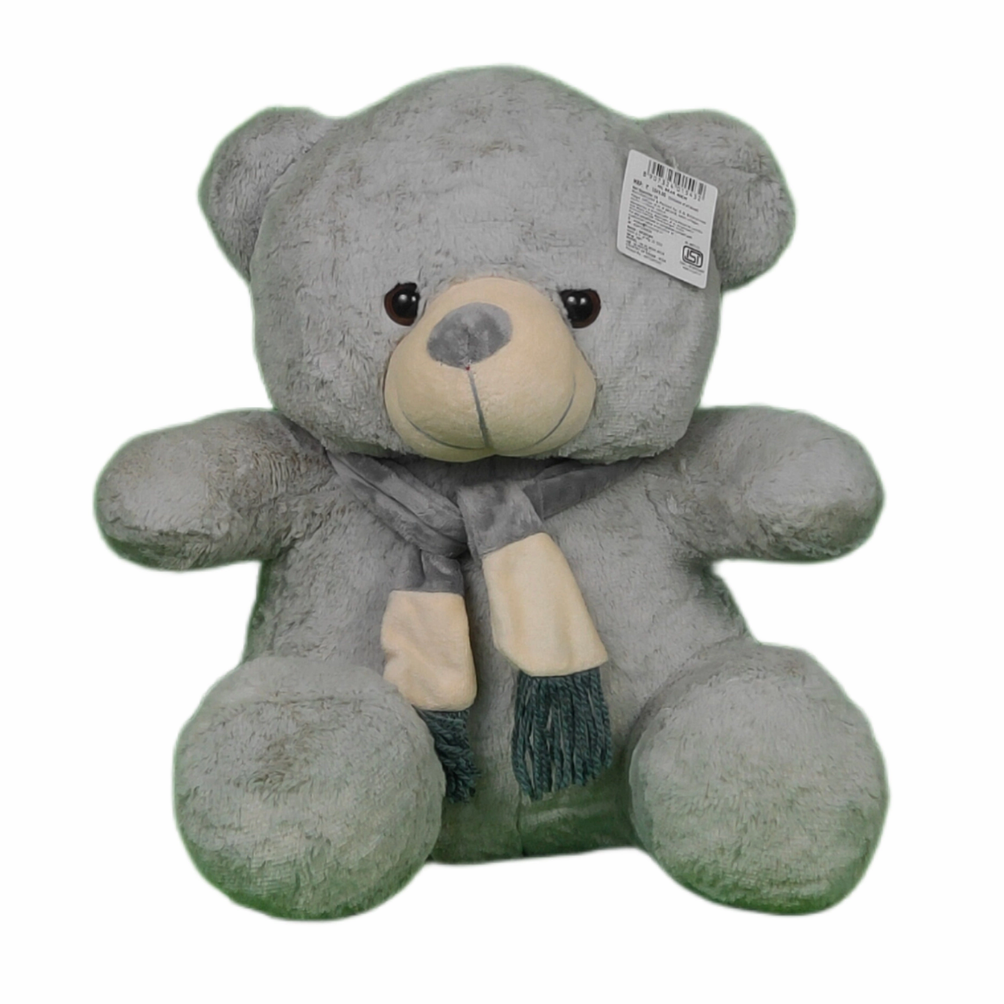 Play Hour Teddy Bear Plush Soft Toy with Muffler for Ages 3 Years and Up - Ash, 40cm