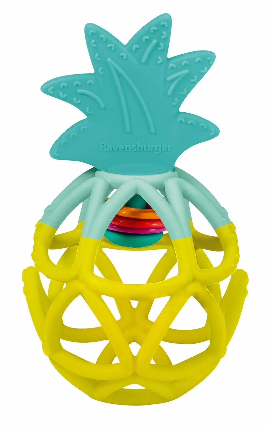 Play  Pineapple Rattle and Teether with Textured Silicone for Babies