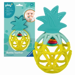 Play  Pineapple Rattle and Teether with Textured Silicone for Babies
