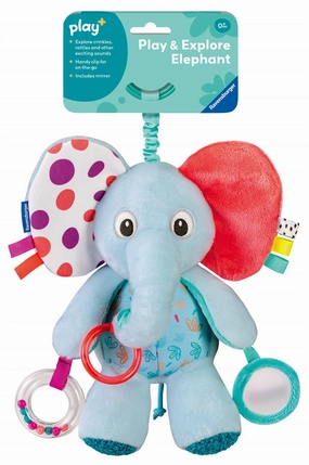 Play  Play & Explore Elephant Sensory Plush Toy with Rattle for Babies