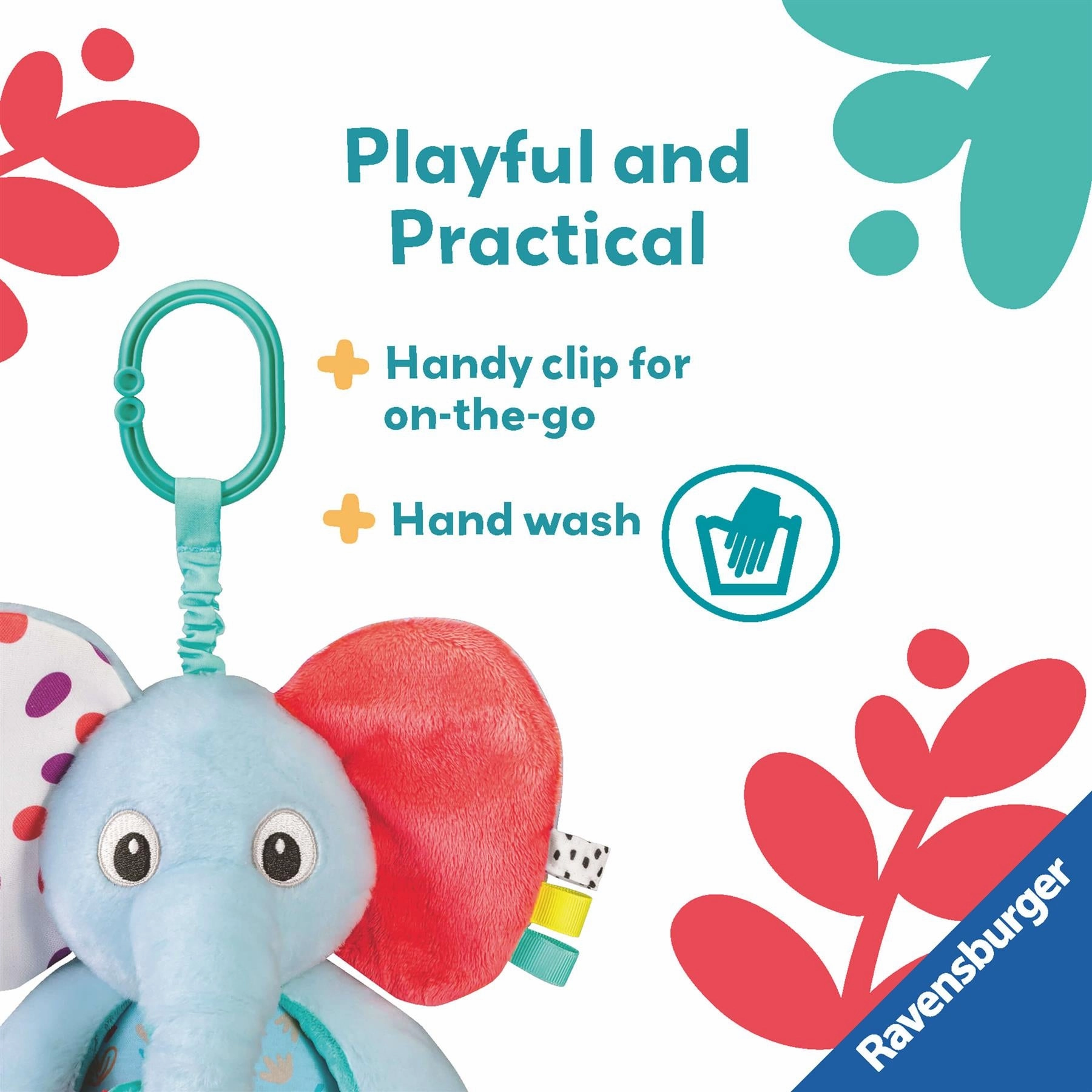 Play  Play & Explore Elephant Sensory Plush Toy with Rattle for Babies