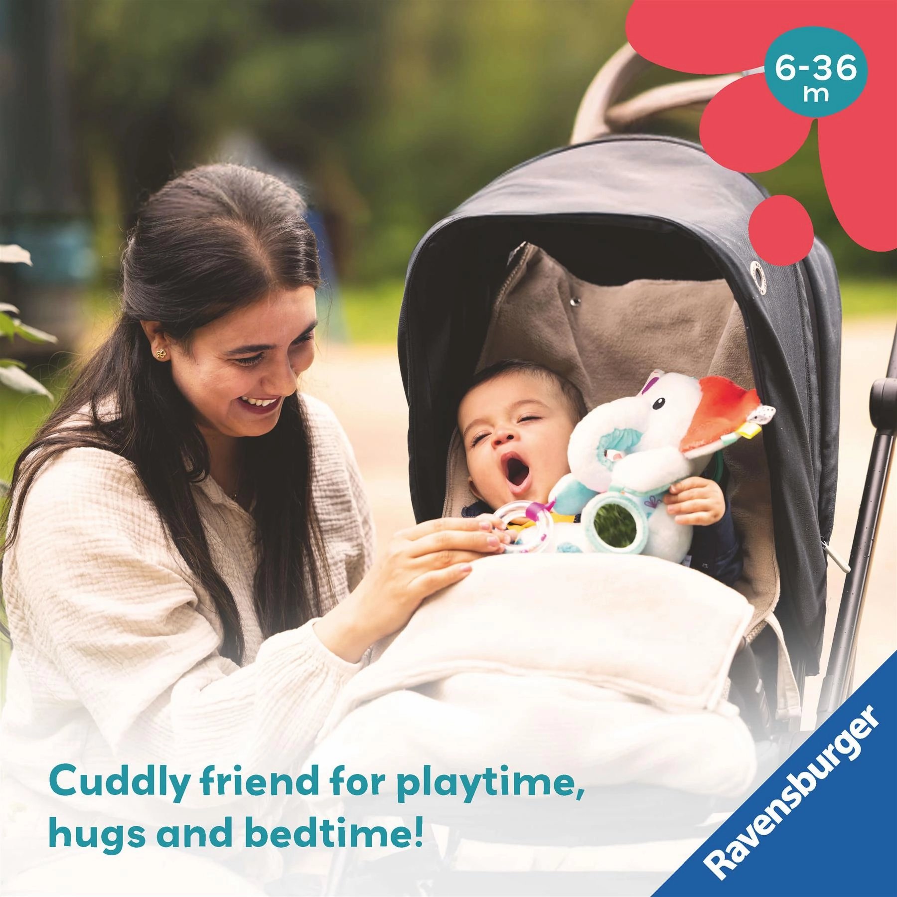 Play  Play & Explore Elephant Sensory Plush Toy with Rattle for Babies