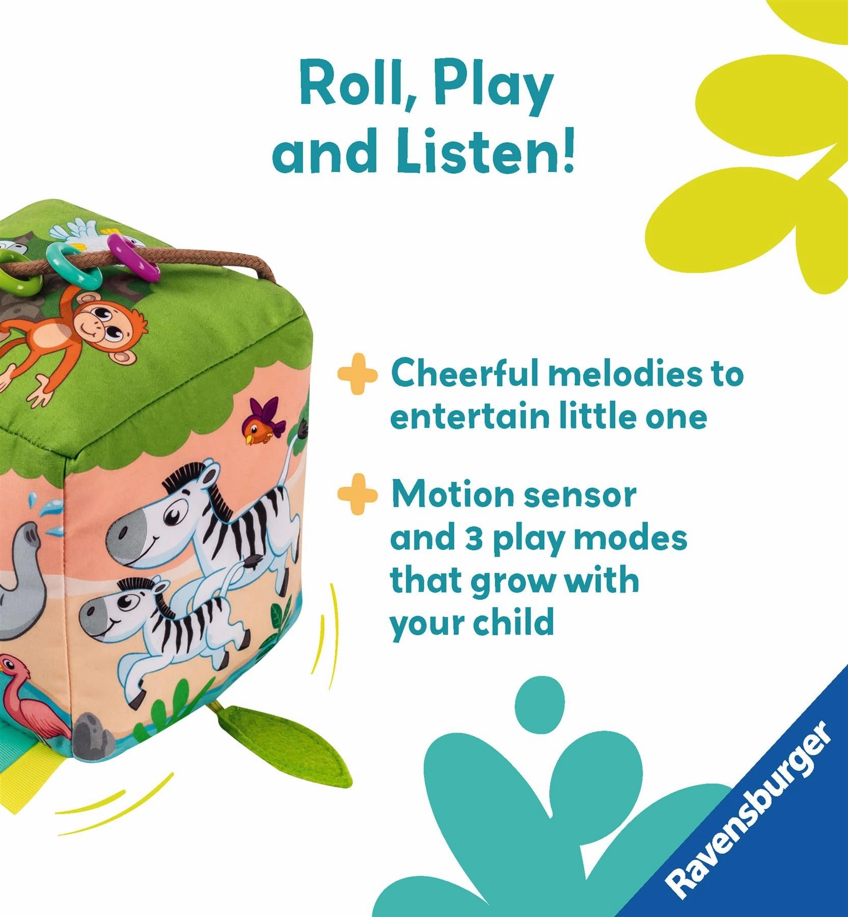 Play  Roll and Play Sound Cube: Wild Animals Sensory Toy for Babies