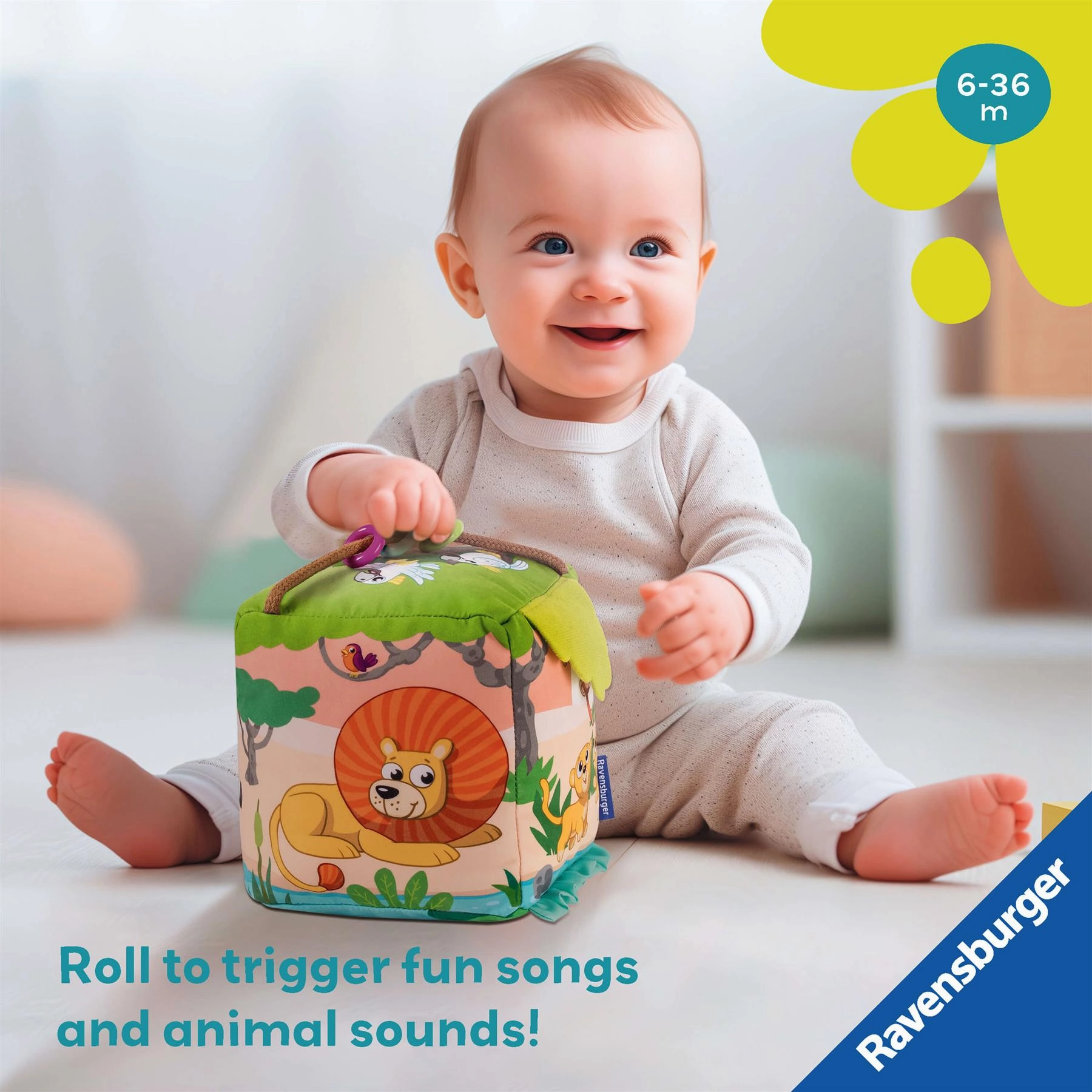 Play  Roll and Play Sound Cube: Wild Animals Sensory Toy for Babies