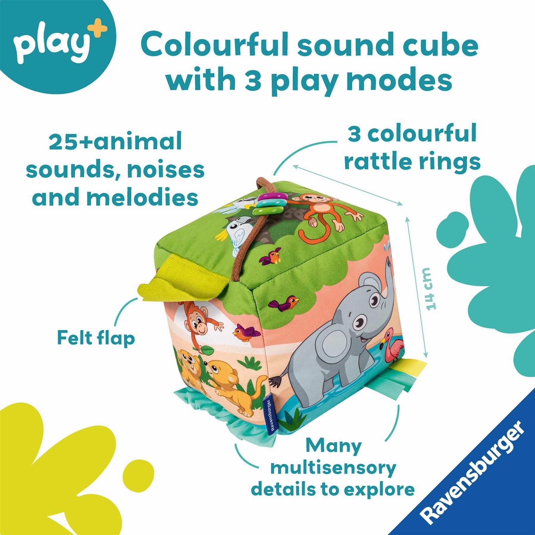 Play  Roll and Play Sound Cube: Wild Animals Sensory Toy for Babies