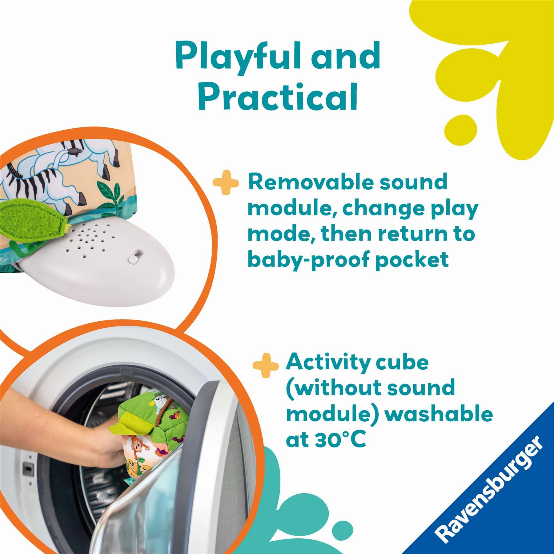 Play  Roll and Play Sound Cube: Wild Animals Sensory Toy for Babies