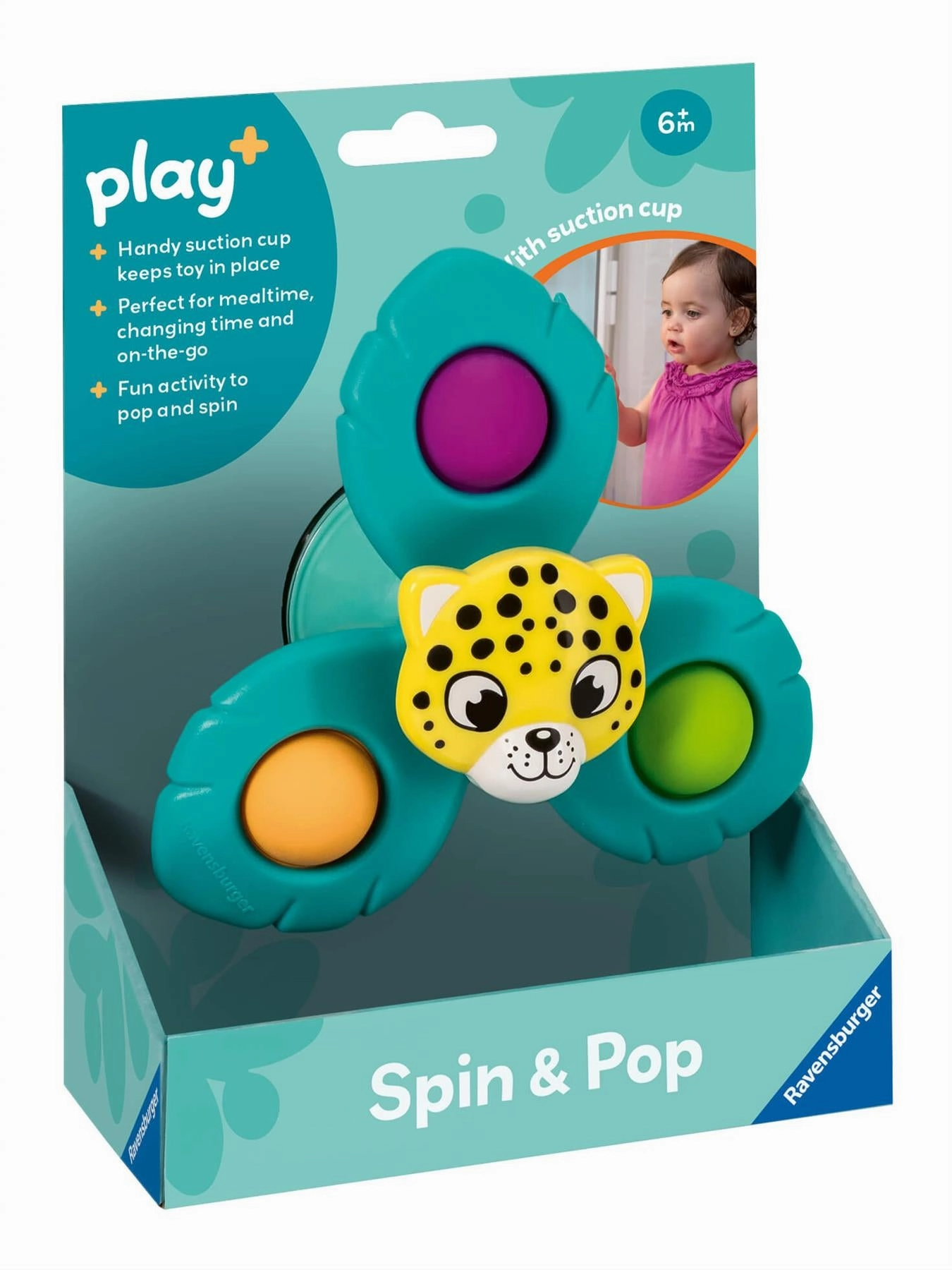 Play  Spin & Pop: Leopard Fidget Spinner with Suction Cup for Babies
