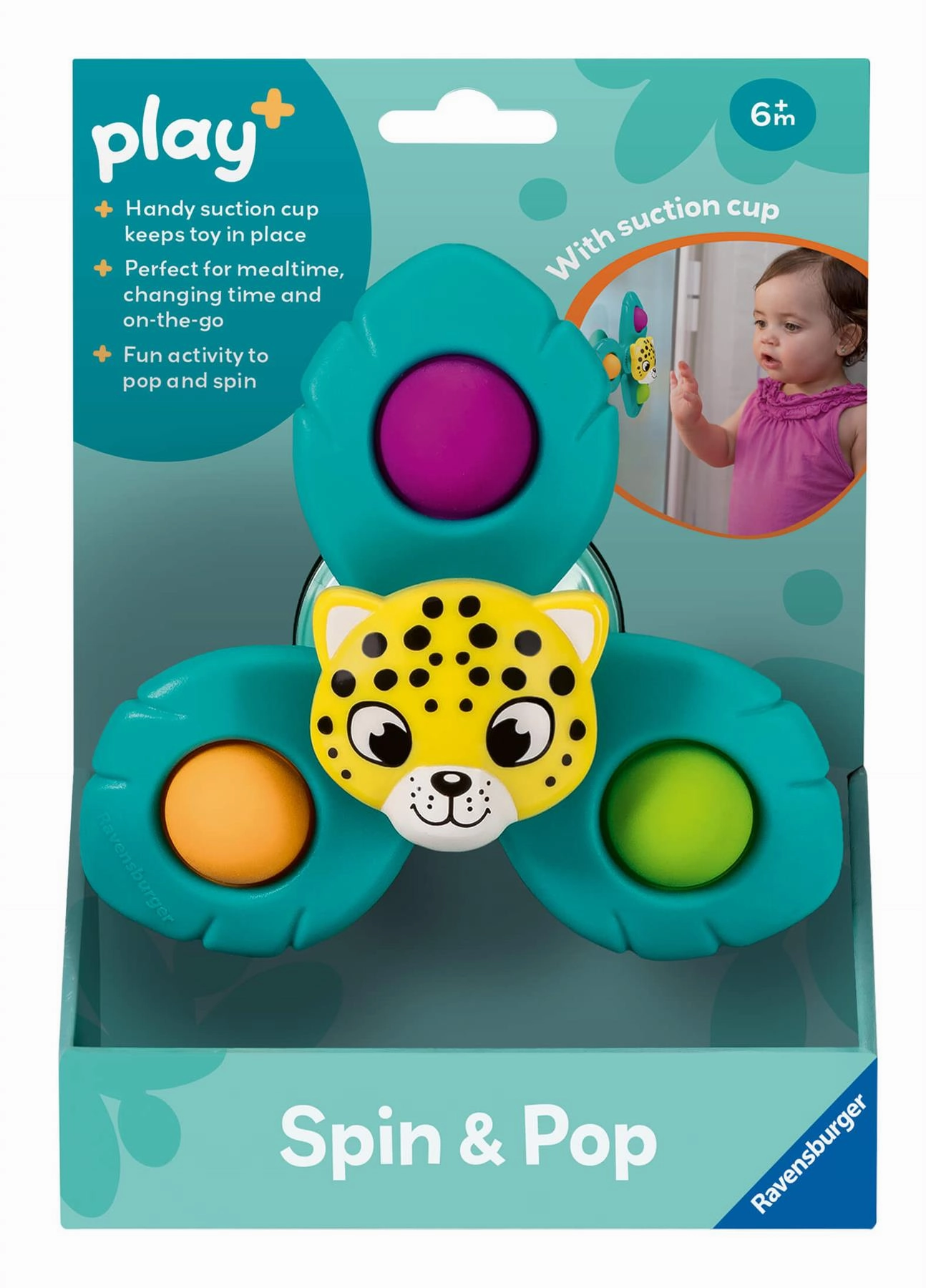 Play  Spin & Pop: Leopard Fidget Spinner with Suction Cup for Babies