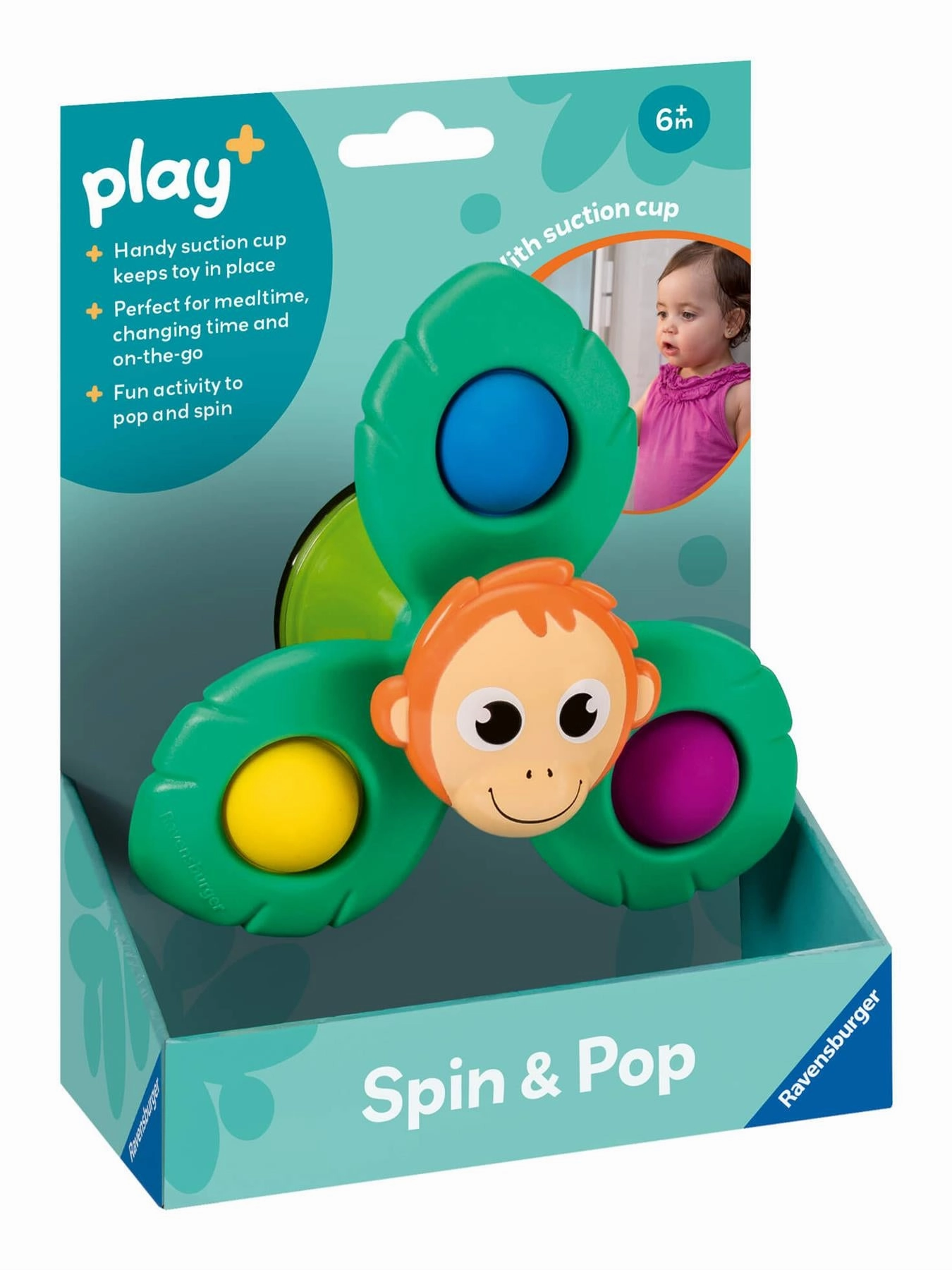 Play  Spin & Pop: Monkey Fidget Spinner with Suction Cup for Babies