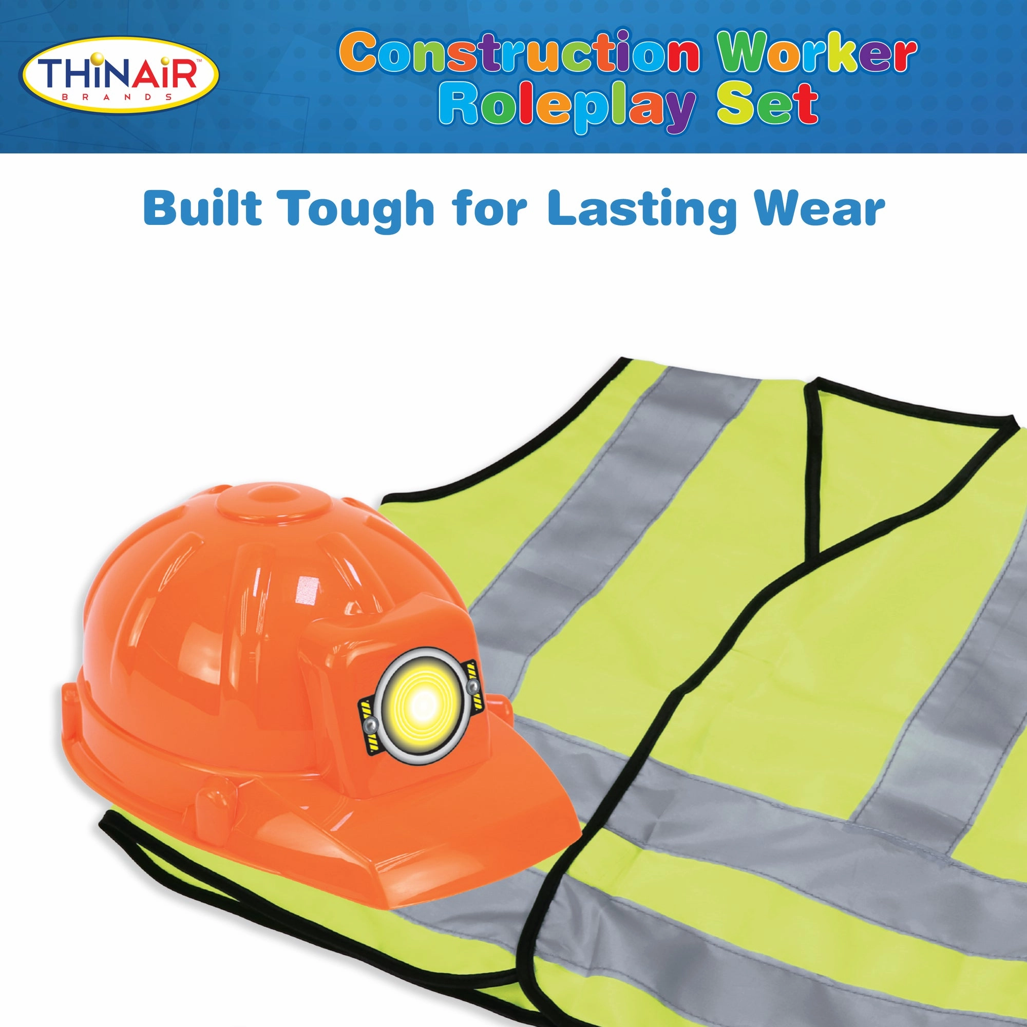 Playful Minds 12pc Construction Worker Dress-Up Set - Yellow/Orange - Kids 3 