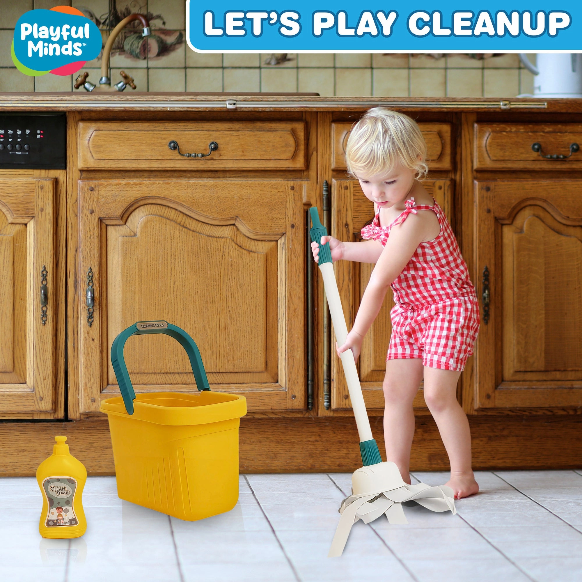 Playful Minds 8pc Household Cleaning Set - Pretend Play Kit for Ages 3 