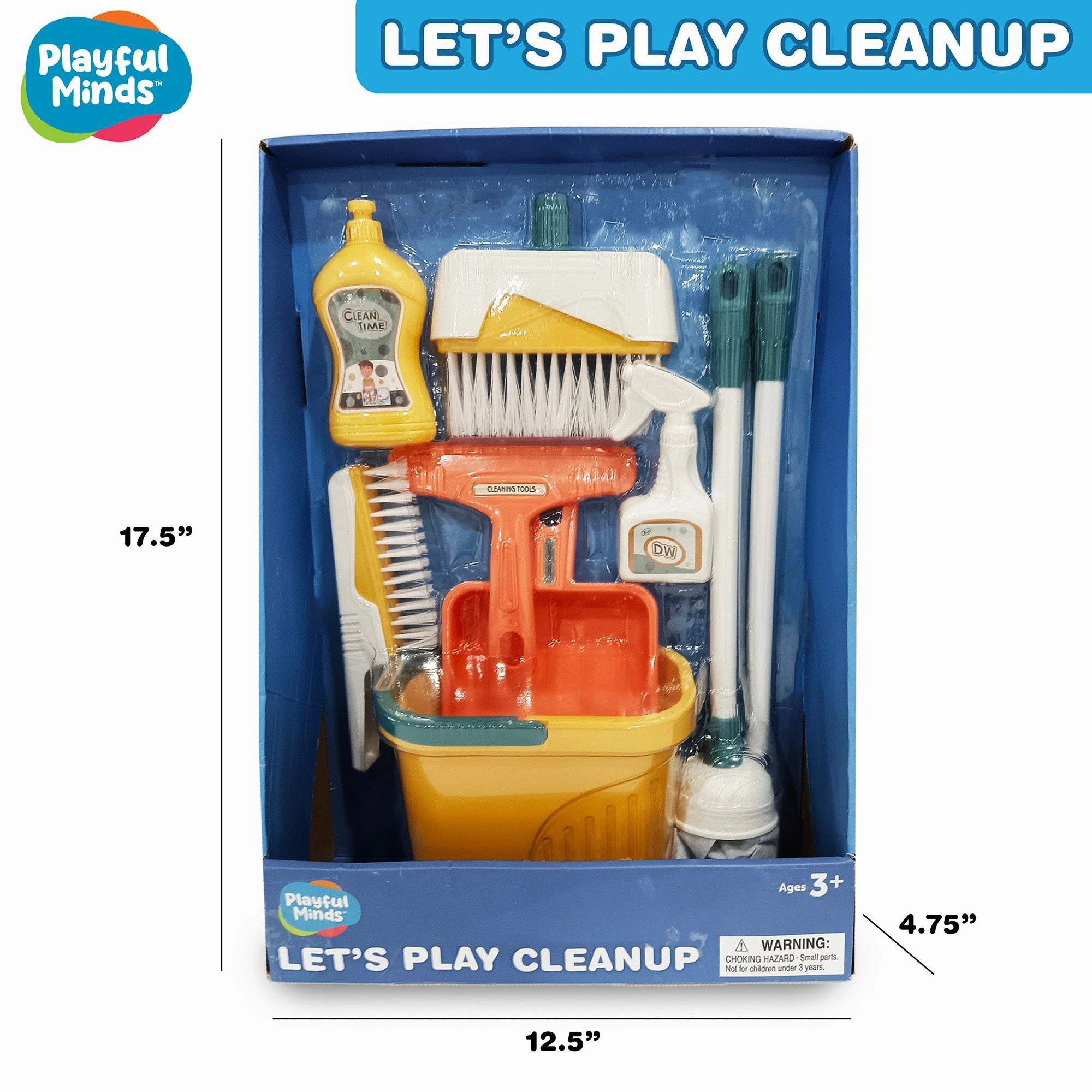 Playful Minds 8pc Household Cleaning Set - Pretend Play Kit for Ages 3 