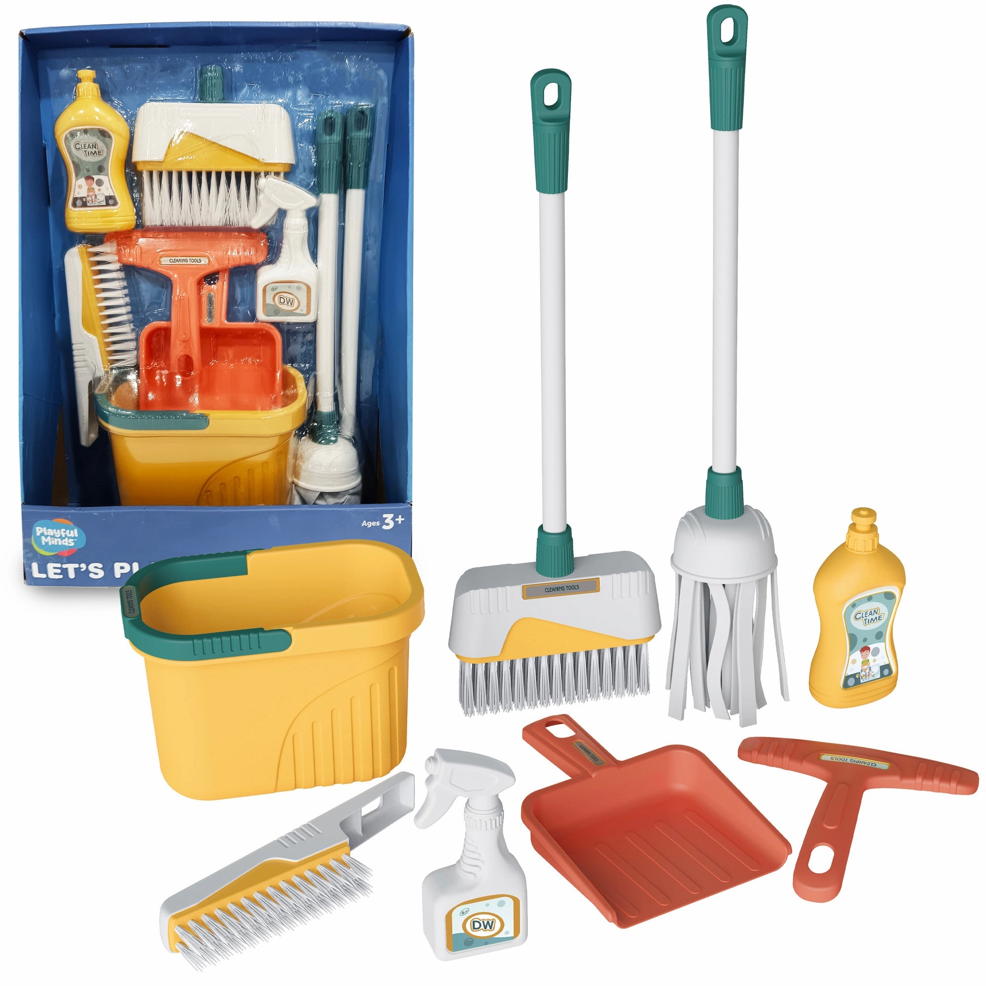 Playful Minds 8pc Household Cleaning Set - Pretend Play Kit for Ages 3 