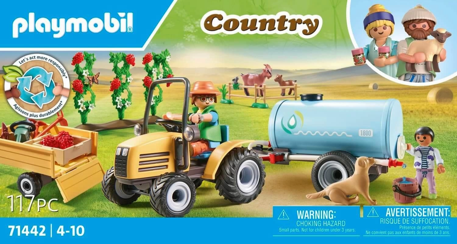 Playmobil Country 71442 Tractor with Trailer & Water Tank for Ages 4 