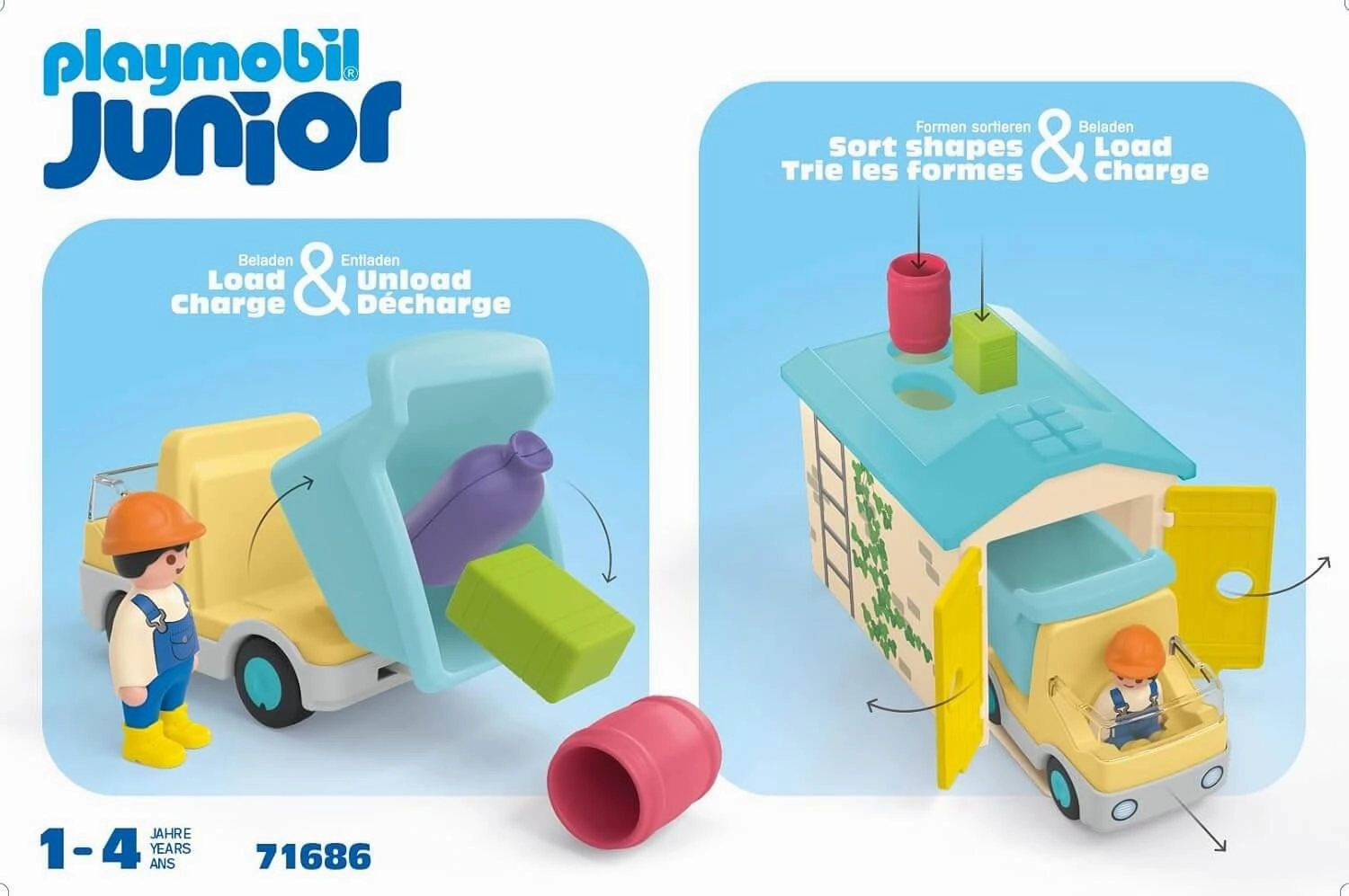 Playmobil Junior 71686 Construction Truck with Garage for Age 1 and Up