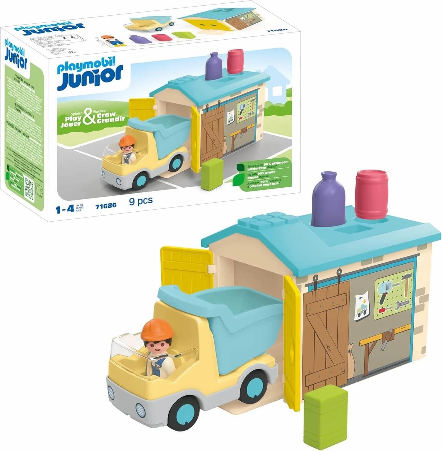 Playmobil Junior 71686 Construction Truck with Garage for Age 1 and Up