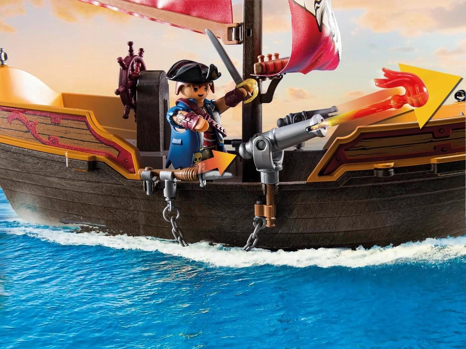 Playmobil Pirates 71418 Small Pirate Ship Playset for Ages 4 and Up