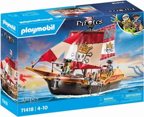 Playmobil Pirates 71418 Small Pirate Ship Playset for Ages 4 and Up