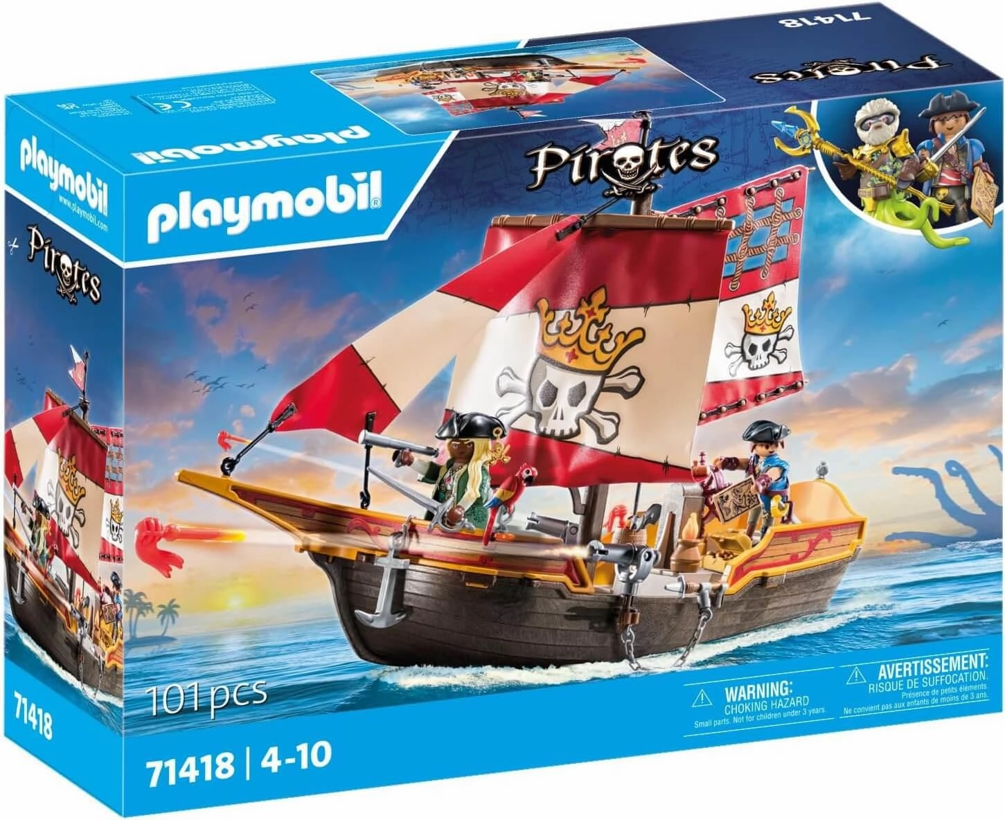 Playmobil Pirates 71418 Small Pirate Ship Playset for Ages 4 and Up