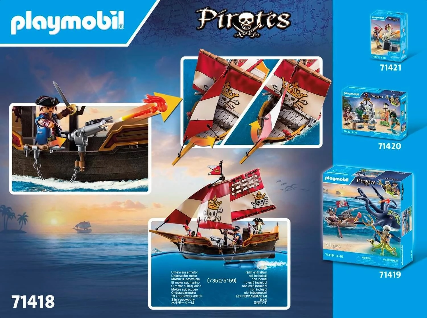 Playmobil Pirates 71418 Small Pirate Ship Playset for Ages 4 and Up