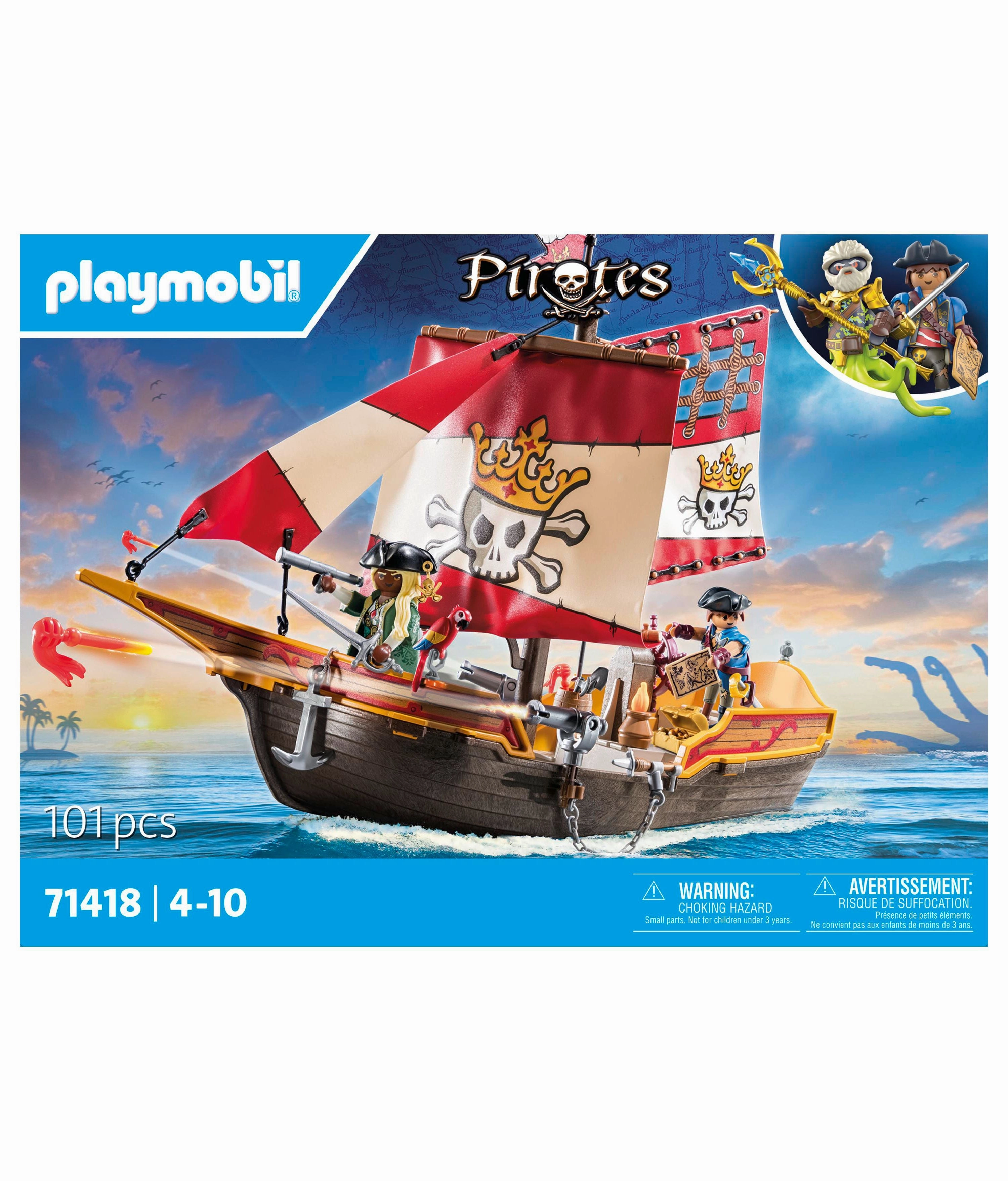 PLAYMOBIL Pirates Series - Pirate Ship Playset with Adventure Filled Accessories