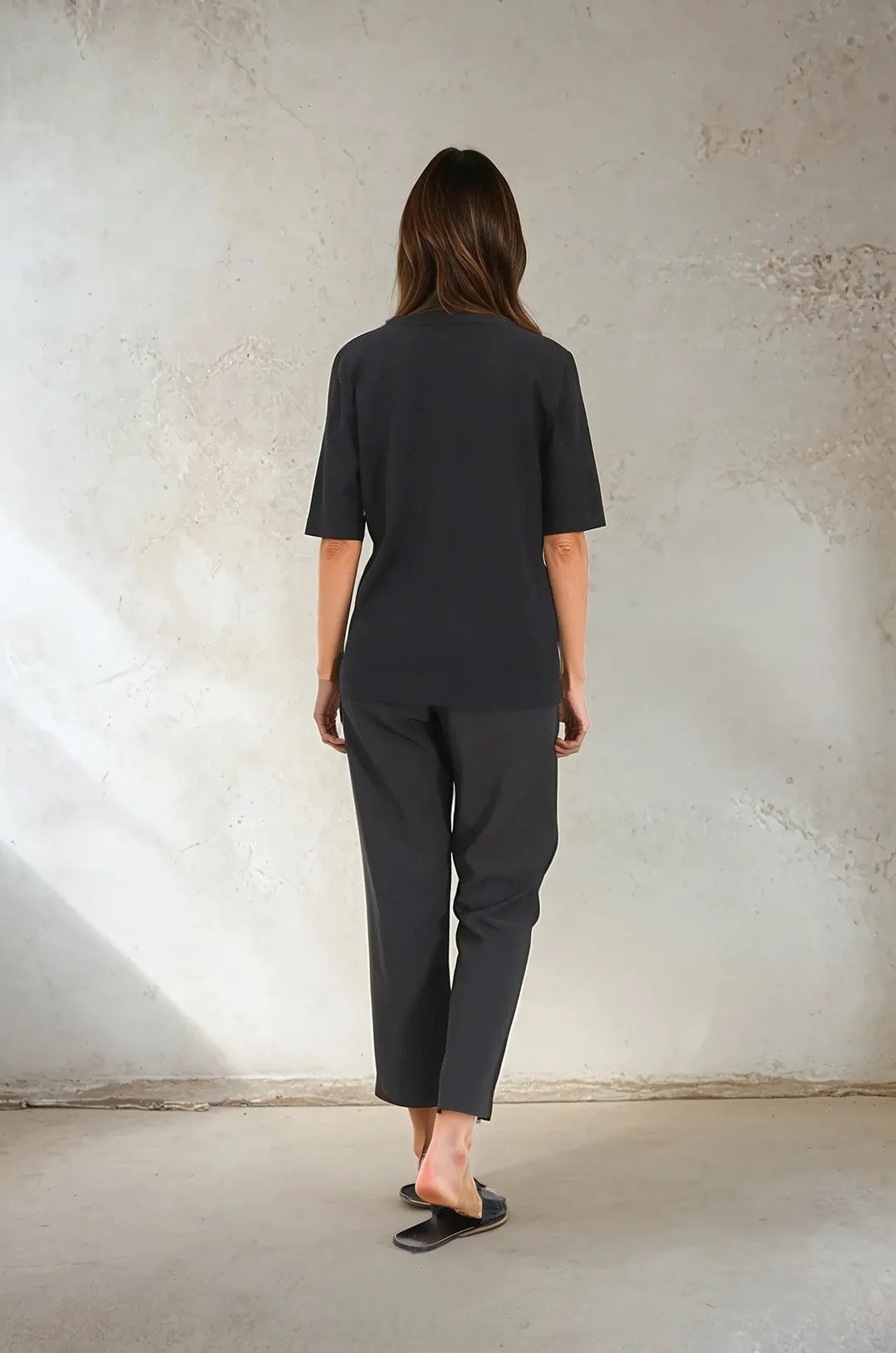 PLAZA SIDE ZIP IN ITALIAN TECHNICAL STRETCH