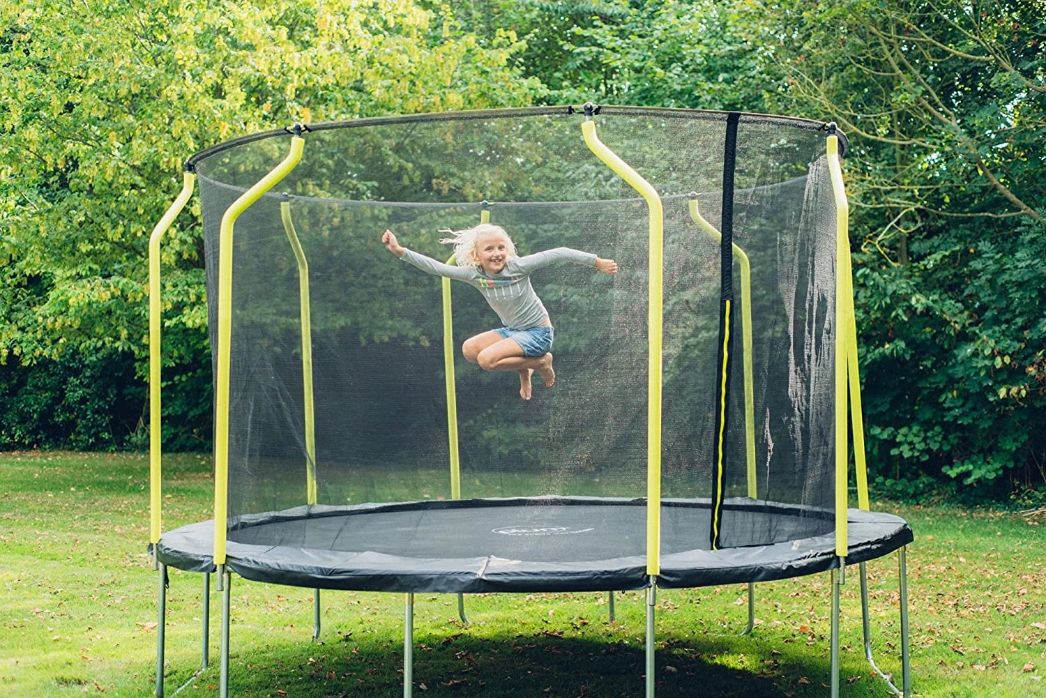 Plum 10ft Junior Trampoline and Enclosure with Safety Net - Indoor & Outdoor Trampoline for Ages 6-14 Years