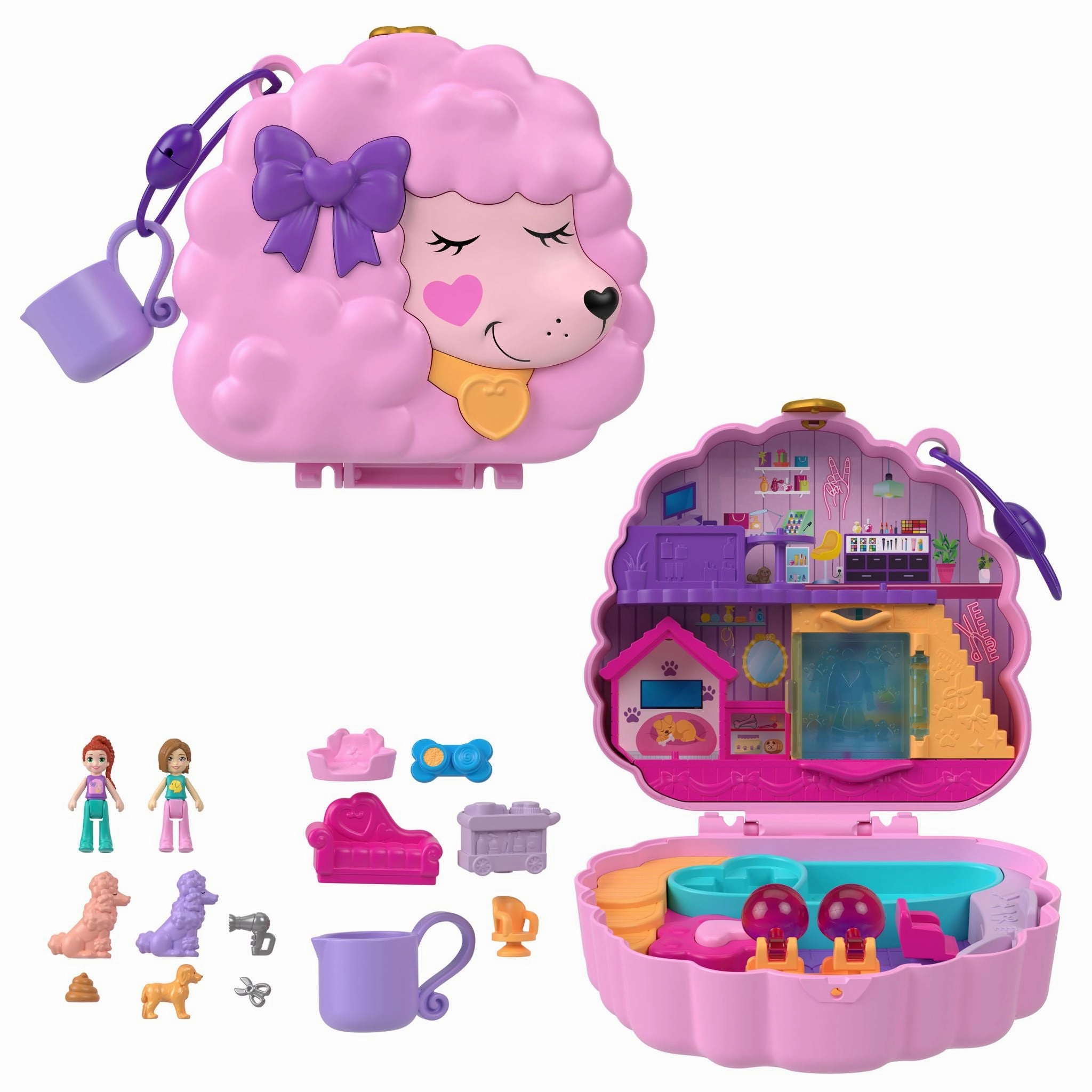 Polly Pocket Big Pocket World Groom & Glam Poodle Compact