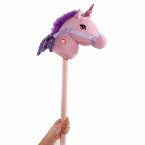 PonyLand Pink Unicorn Stick Horse with Sound  Plush Toy