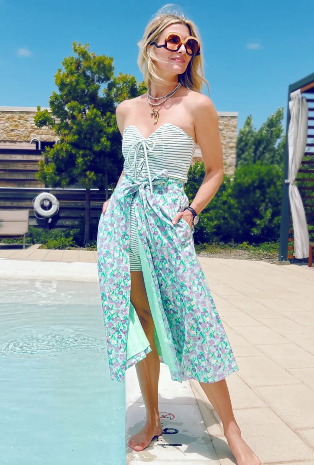 Poolside Wrap Skirt - Lilac Daisy