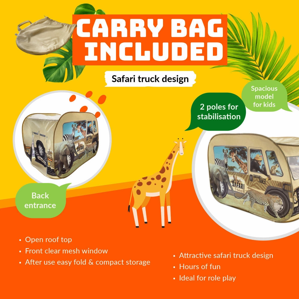 Pop It Up Safari Truck Tent - Wildlife Themed Playhouse