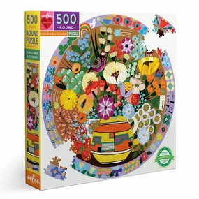 Purple Bird and Flowers 500 PC RD Puzzle