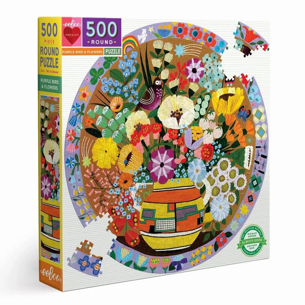 Purple Bird and Flowers 500 PC RD Puzzle