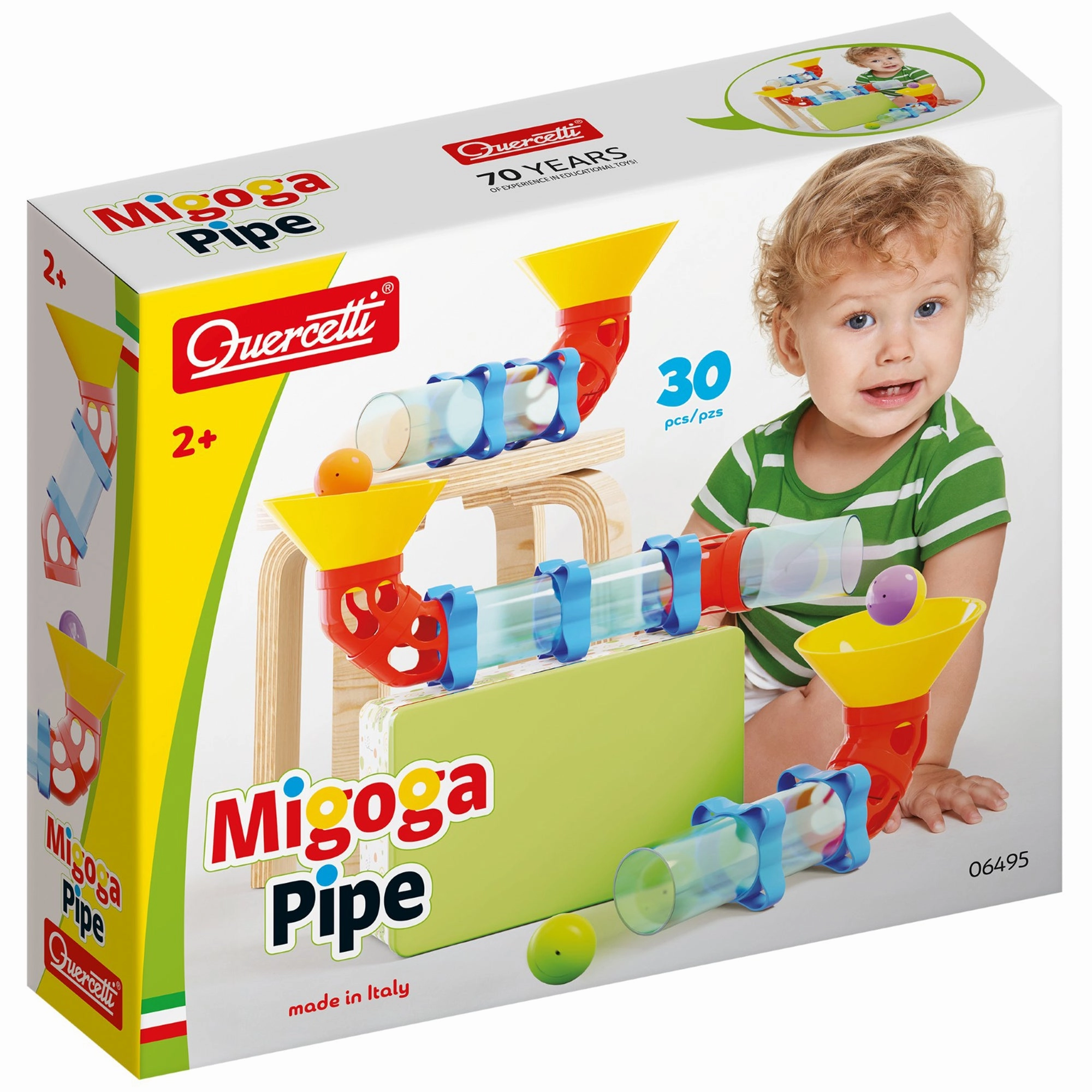Quercetti Migoga Marble Run - 30-Piece Colorful Pipe Adventure