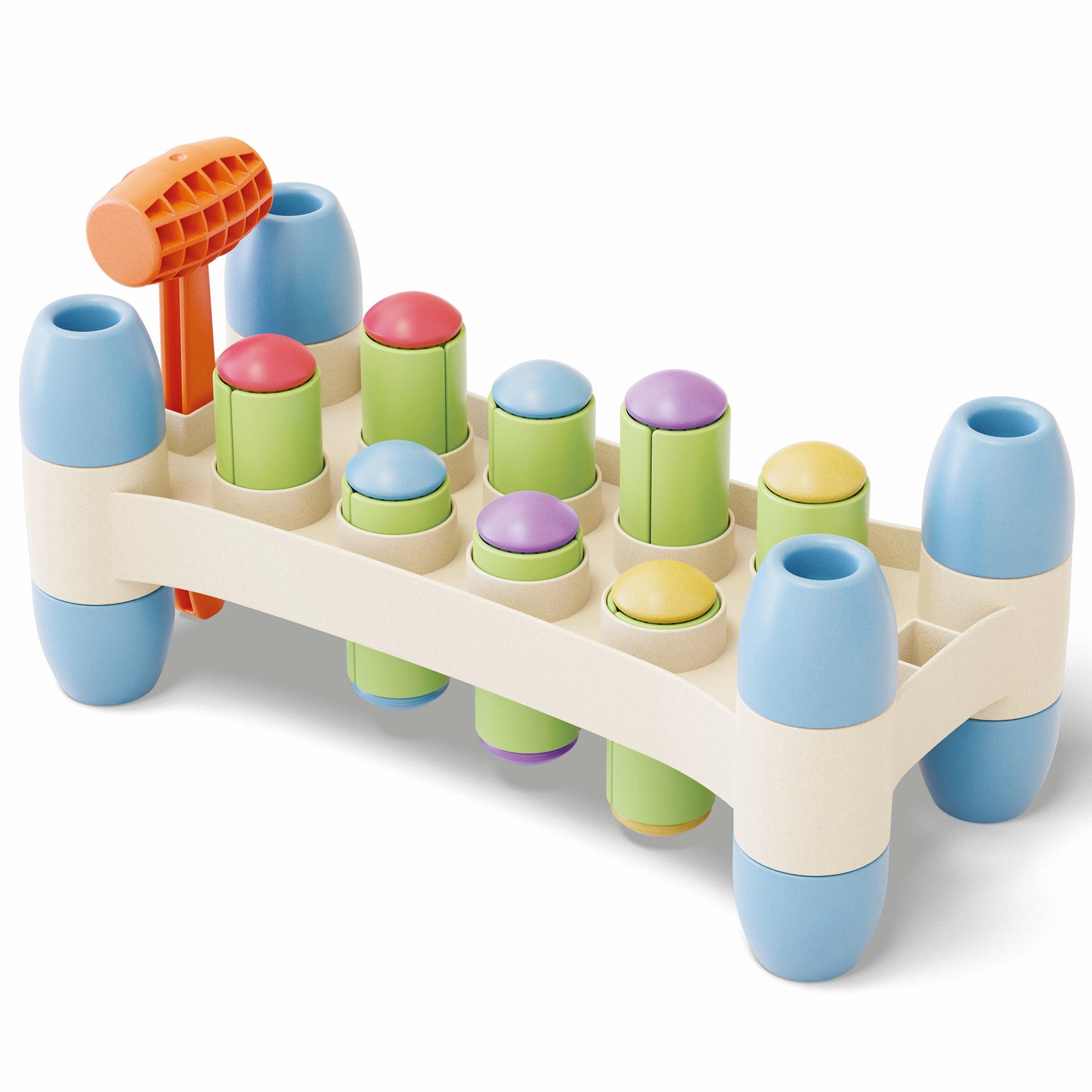 Quercetti PlayEco  Hammer Peggy - Colorful Peg Pounding Toy