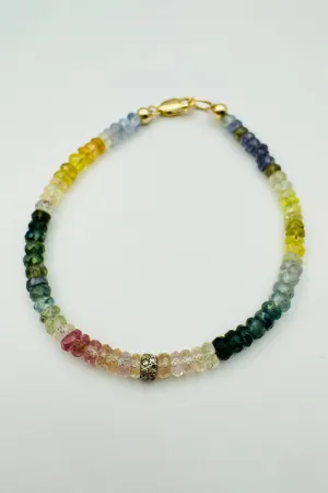 RAINBOW SAPPHIRE BRACELET WITH DOUBLE DIAMOND BEAD?