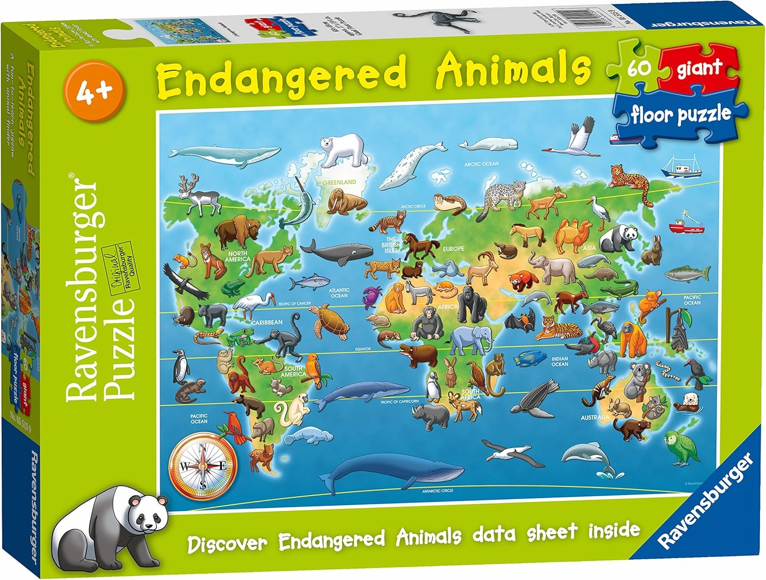 Ravensburger Endangered Animals 60 Piece Giant Floor Puzzle for Age 4 
