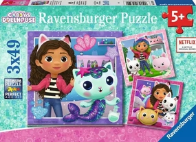 Ravensburger Gabby's Dollhouse It's Meow Time! 3x49 PC Jigsaws for Ages 5 