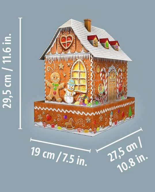 Ravensburger Gingerbread House 257 Piece LED Light Up 3D Jigsaw Age 8 
