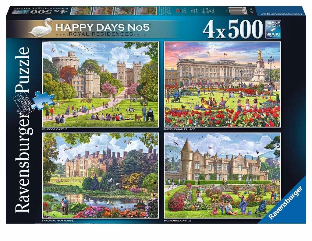 Ravensburger Happy Days No5 Royal Residences 4x500 PC Jigsaws Age 10 