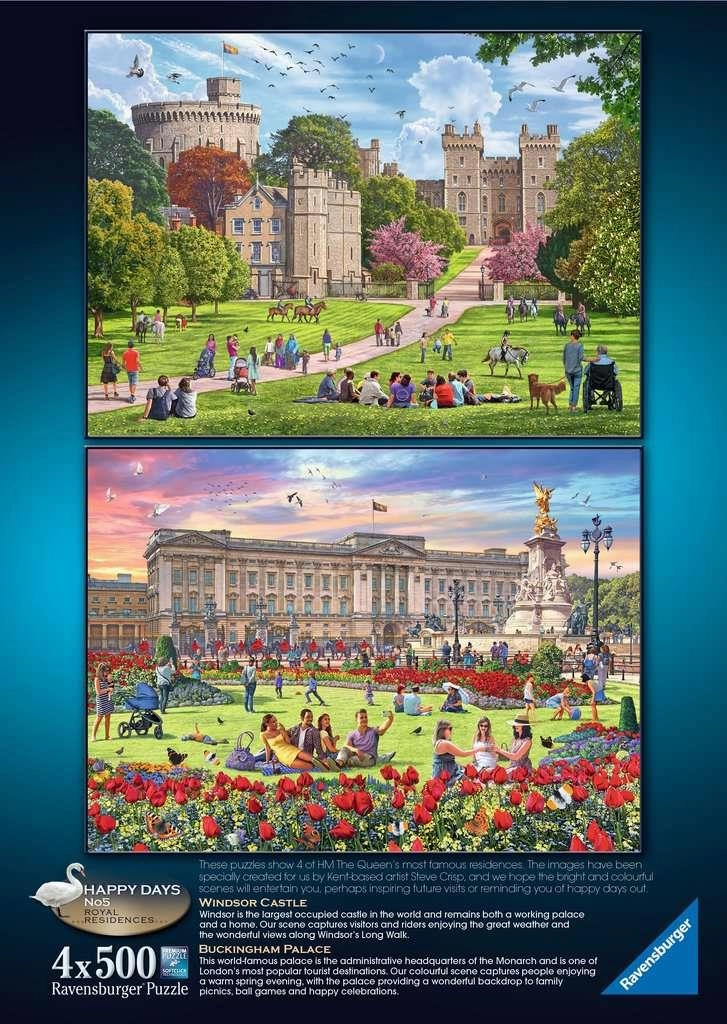 Ravensburger Happy Days No5 Royal Residences 4x500 PC Jigsaws Age 10 