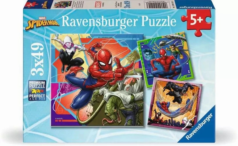 Ravensburger Marvel Spider-Man 3 x 49 Piece Jigsaw Puzzles for Ages 5 