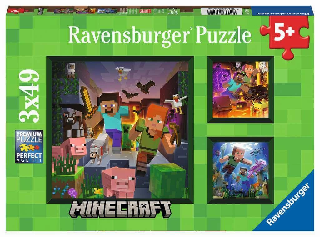 Ravensburger Minecraft Biomes 3 x 49 Piece Jigsaw Puzzles for Ages 5 