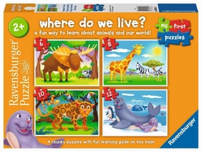 Ravensburger My First 4 in a Box Puzzle Where do we Live? For Ages 2 