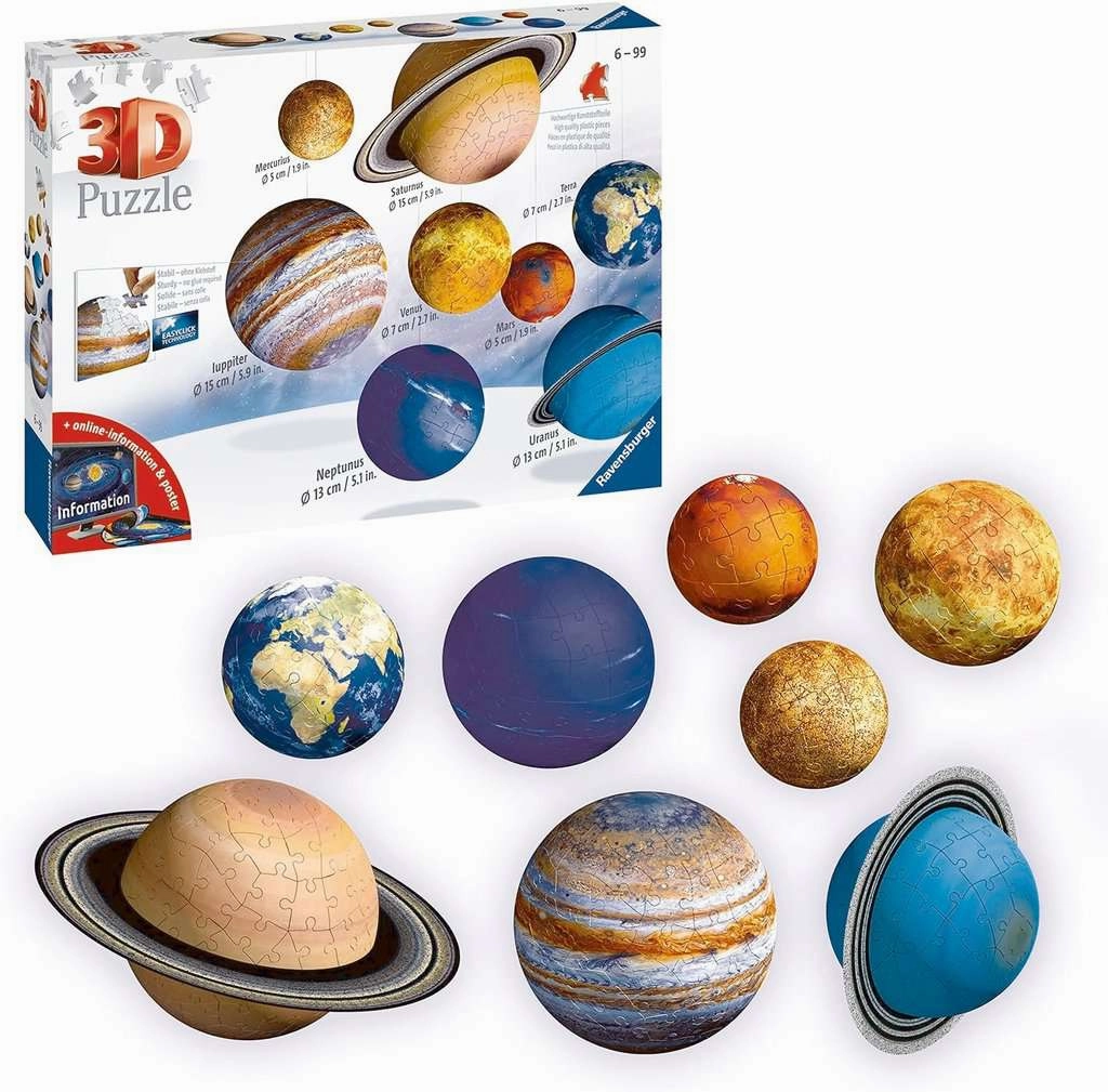 Ravensburger Planetary Solar System 540 PC 3D Globe Jigsaw for Ages 6 