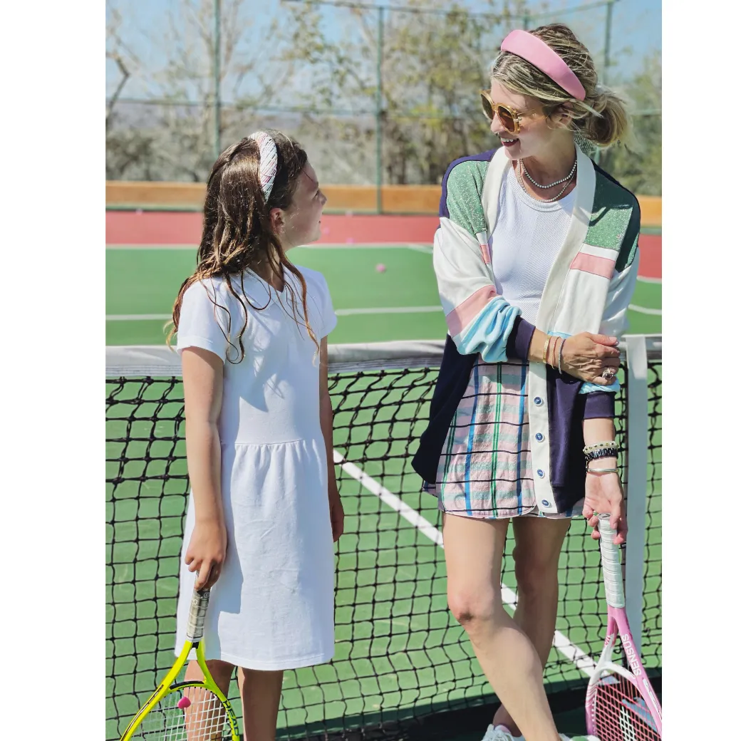 Reversible Tennis Skirt - Pink Plaid & Green Lurex