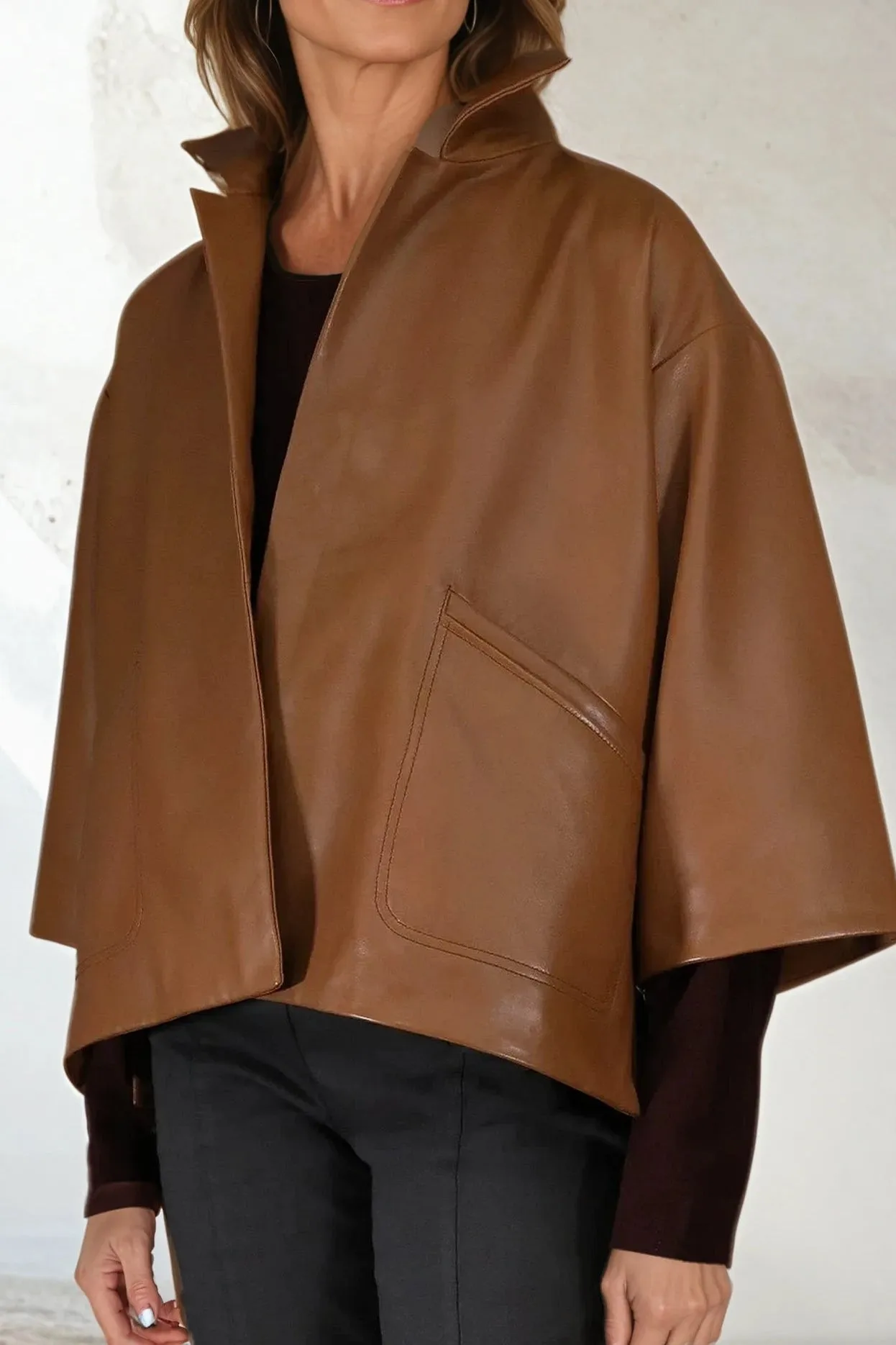 RIMINI LEATHER JACKET IN CAMEL