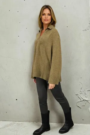 ROUEN POLO NECK SWEATER IN CASHMERE MERINO 4 PLY KNIT