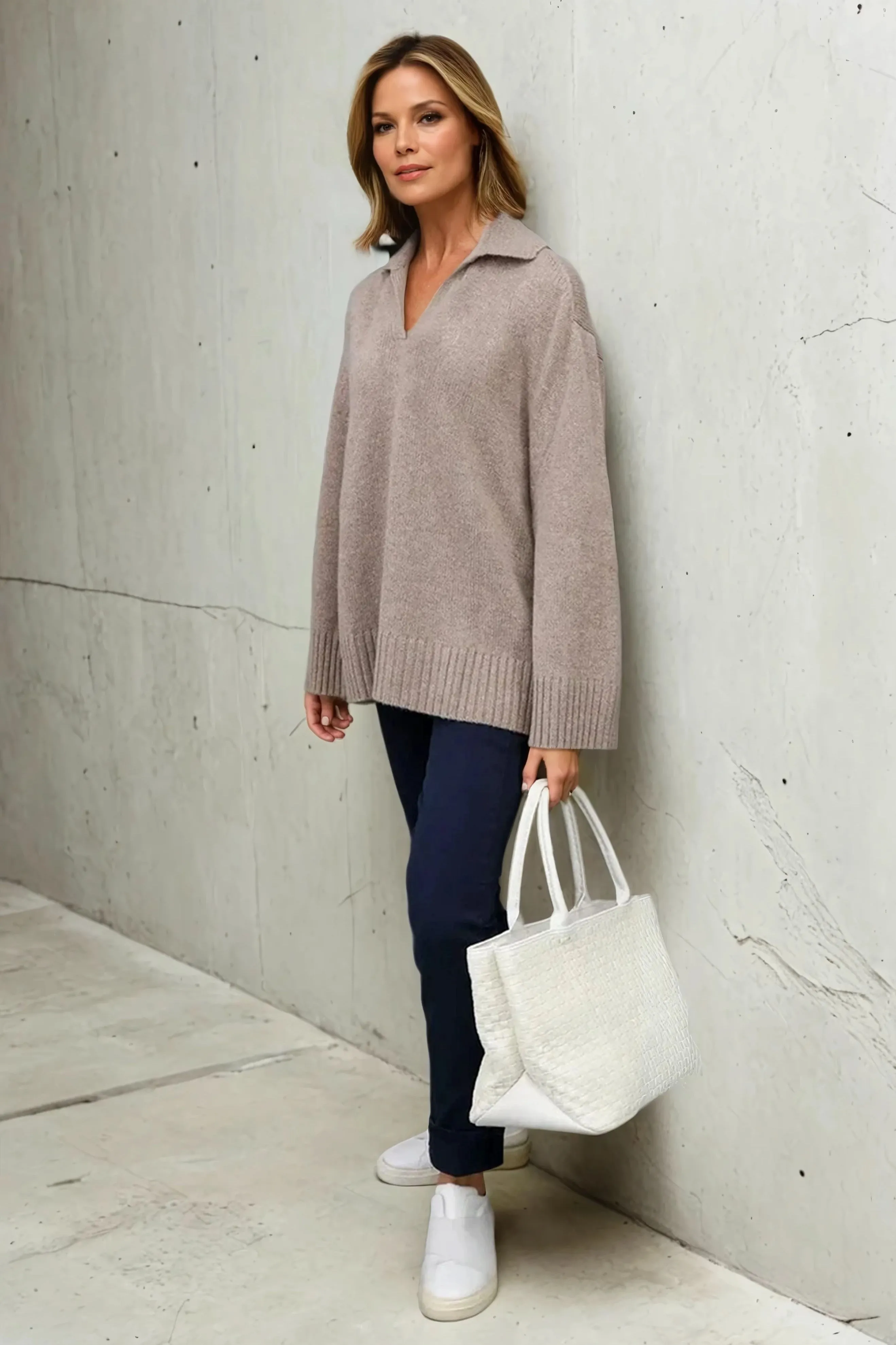 ROUEN POLO NECK SWEATER IN CASHMERE MERINO 4 PLY KNIT